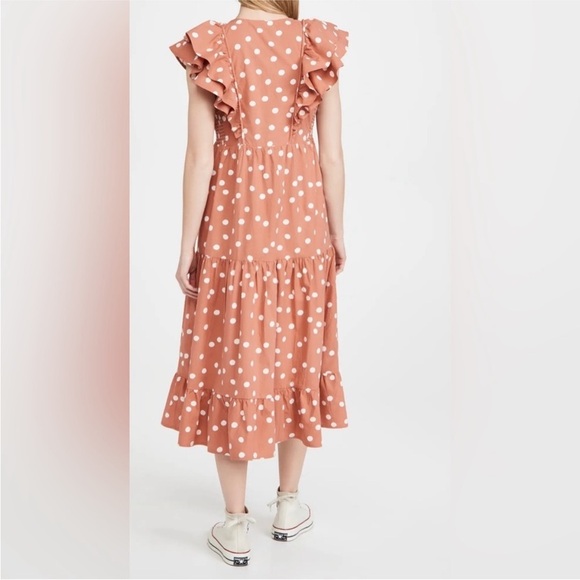 Roller Rabbit Polka Dot Ondine Tiered Ruffle Dress in Clay Color - Picture 5 of 16